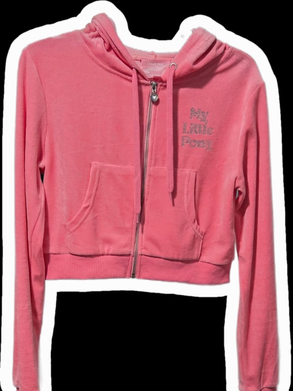Dolls Kill My Little Pony Pink Velour Crop Hoodie